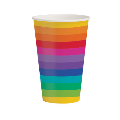 תמונה של כוסות נייר חם/קר צבעי הקשת
