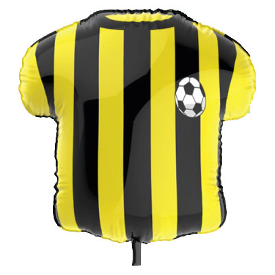 תמונה של בלון הליום ענק כדורגל צהוב שחור