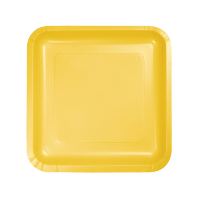 תמונה של צלחות נייר קטנות מרובע צהוב
