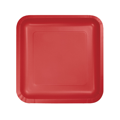 תמונה של צלחות נייר קטנות מרובע אדום