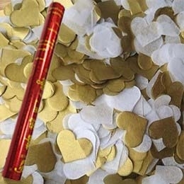 תמונה של תותח קונפטי לבבות זהב לבן