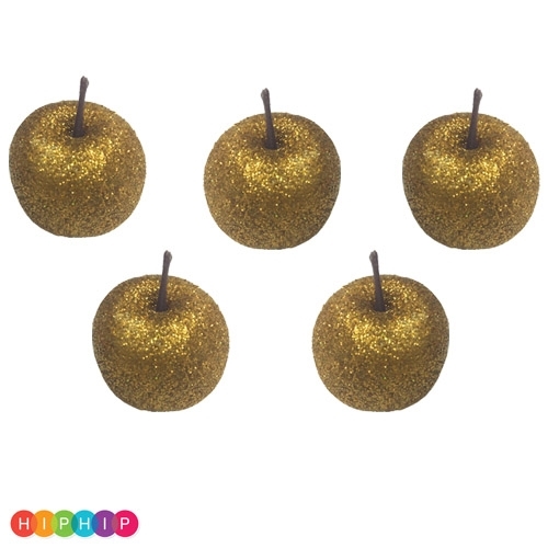 תמונה של מיני תפוחים לקישוט זהב מנצנץ