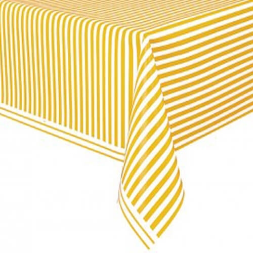 תמונה של מפת שולחן פסים - צהוב לבן
