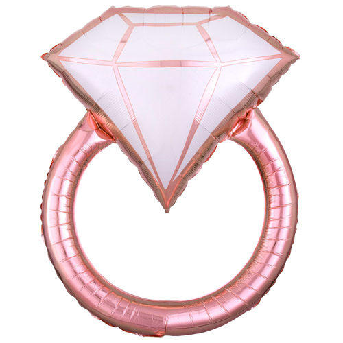 תמונה של בלון הליום ענק טבעת יהלום - רוז גולד