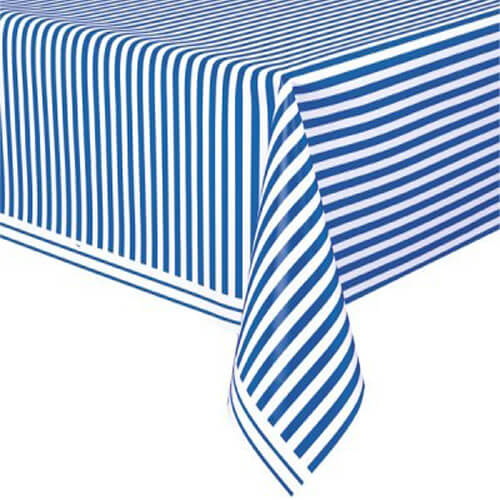 תמונה של מפת שולחן פסים - כחול לבן