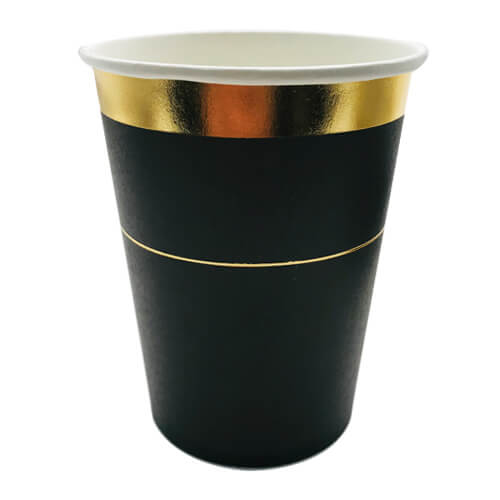 תמונה של כוסות נייר חם/קר קלאסיק שחור זהב