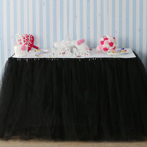 תמונה של חצאית שולחן טול - שחור