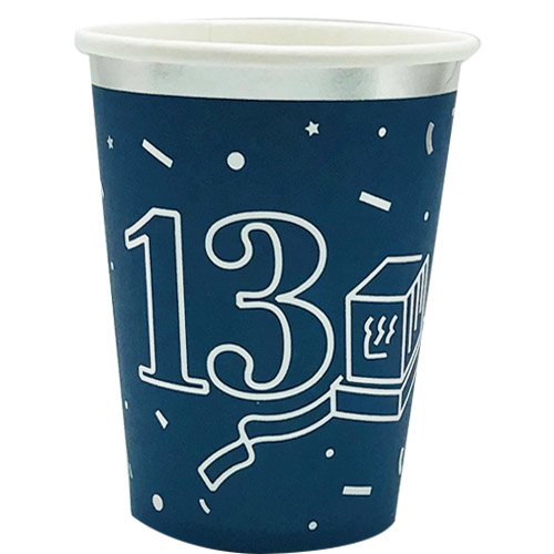 תמונה של כוסות נייר חם/קר בר מצווה כחול