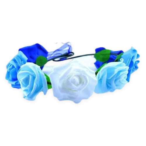 תמונה של זר פרחים לראש - מיקס כחול