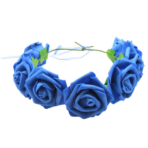 תמונה של זר פרחים לראש -כחול