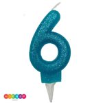 נר יום הולדת ספרה 6 תכלת