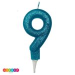 נר יום הולדת ספרה 9 תכלת
