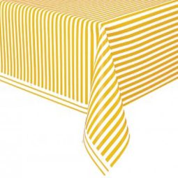 מפת שולחן פסים - צהוב לבן