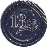 צלחות נייר גדולות בר מצווה כחול