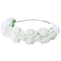 זר פרחים לראש מפואר - לבן