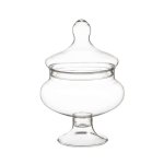 כלי הגשה עם מכסה שקוף על רגל