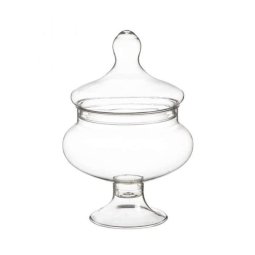 כלי הגשה עם מכסה שקוף על רגל