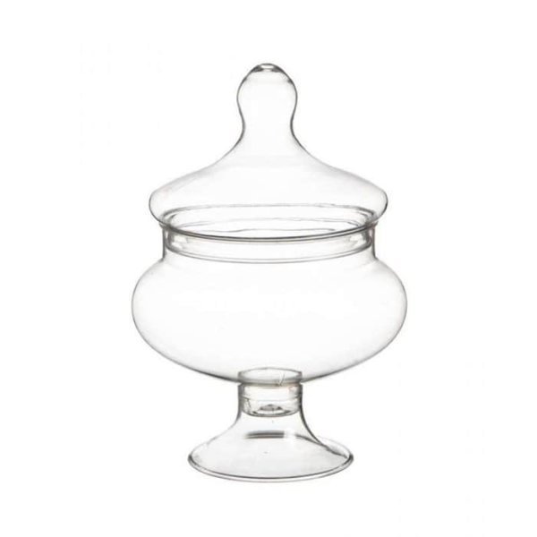 כלי הגשה עם מכסה שקוף על רגל