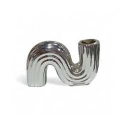 פמוט קרמיקה מעוצב כסוף